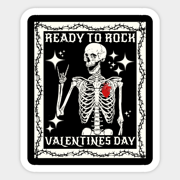 Kids Ready To Rock Valentines Day Valentines Day Funny Skeleton Sticker by artbooming